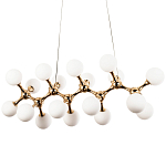 Линейная люстра с плафонами из стеклянных шаров Pearls Suspension Linear Gold Chandelier варинант исполнения - 1 | Loft Concept в Волгограде