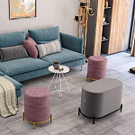 Банкетка круглая пыльно-розовый велюр на 4-х металлических ножках золотого цвета SANJAY варинант исполнения - 6 | Loft Concept в Волгограде