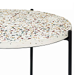 Кофейный столик с круглой разноцветной столешницей на 4-х черных ножках Multicolored Stone Composite варинант исполнения - 2 | Loft Concept в Волгограде