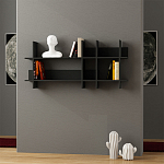 Полка прямая подвесная двухъярусная цвета антрацит BEADS BOOKCASE ANTHRACITE варинант исполнения - 1 | Loft Concept в Волгограде
