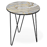 Стол журнальный c круглой столешницей из стекла серого цвета Gray and Gold Marble варинант исполнения - 1 | Loft Concept в Волгограде