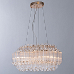 Люстра подвесная многослойная с прозрачными хрустальными трубками и золотистым каркасом Hexagon Tube Light варинант исполнения - 2 | Loft Concept в Волгограде