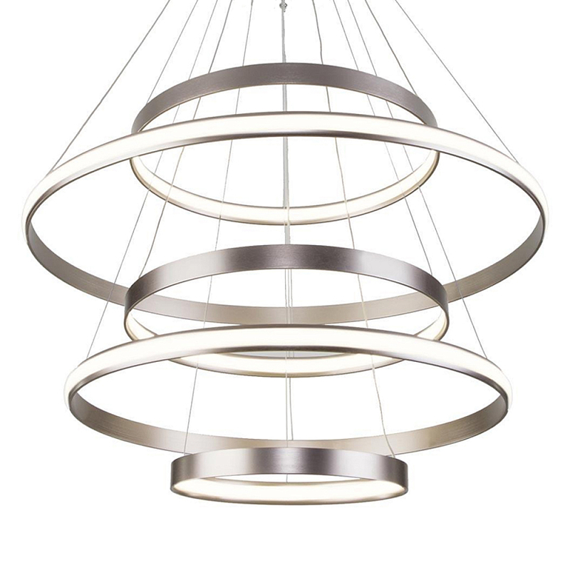 Люстра Light Ring Vertical Silver 5 колец серебро Никель Сатин в Волгограде | Loft Concept 
