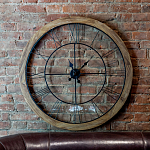 Часы настенные деревянные с римскими цифрами чёрного цвета Clock with History варинант исполнения - 2 | Loft Concept в Волгограде