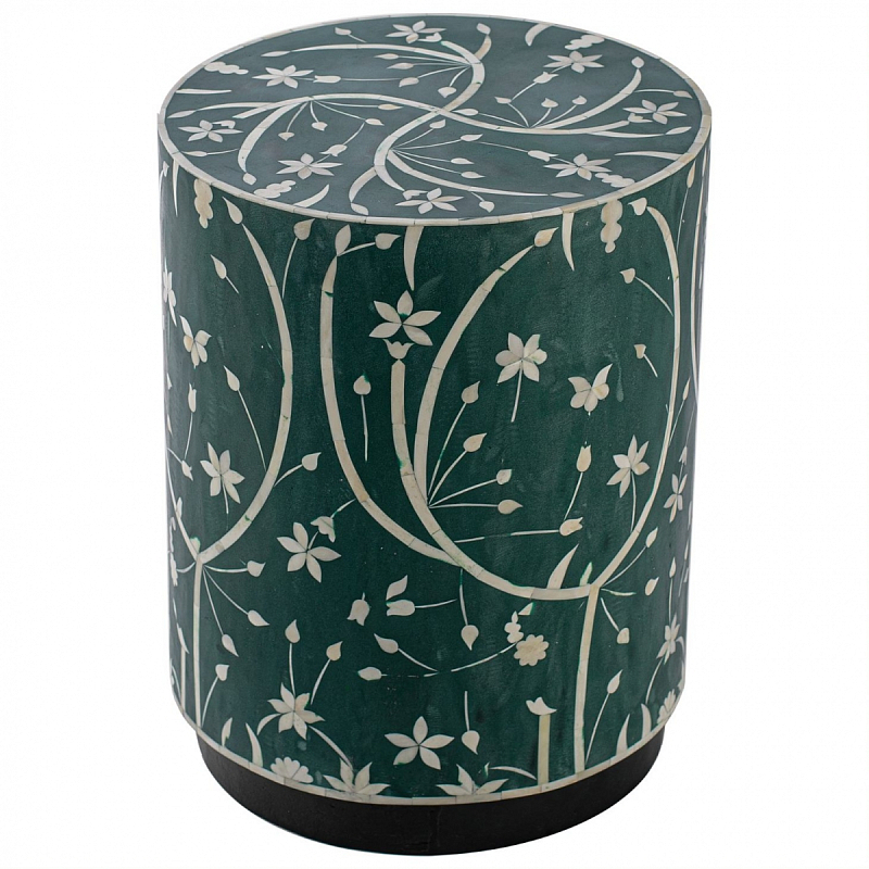Табурет Green Flower Indian Bone Inlay stool Зеленый Табурет Green Flower Indian Bone Inlay stool Зеленый в Волгограде | Loft Concept