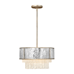 Люстра круглая с подвесками из текстурированного стекла молочного цвета Hinkley варинант исполнения - 9 | Loft Concept в Волгограде