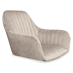 Барный стул со спинкой и подлокотниками на 4-х коричневых деревянных ножках Бежевый Велюр Ava Charm варинант исполнения - 5 | Loft Concept в Волгограде