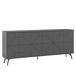 Комод цвета антрацит с 6-ю дверцами с геометрическим рисунком на металлических ножках DUNE CONSOLE 183 ANTHRACITE