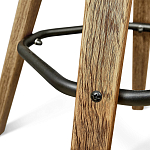 Барный стул со спинкой и металлической подставкой на 4-х деревянных ножках Зеленый Велюр Vendramin Chair варинант исполнения - 7 | Loft Concept в Волгограде