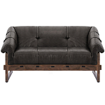 Двухместный диван Duncan винтажная черная кожа варинант исполнения - 1 | Loft Concept в Волгограде