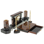 Настольный письменный набор с часами из природного камня обсидиана Royal Stone варинант исполнения - 3 | Loft Concept в Волгограде