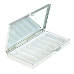 Таблетница карманная прямоугольная на 7 отделений с зеркалом и накладкой из натурального камня Содалит Silver Stone Pillboxes варинант исполнения - 2 | Loft Concept в Волгограде