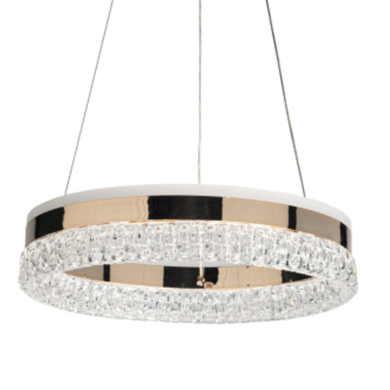 Люстра в виде кольца золотого цвета с прозрачными вставками Radiant Rail Прозрачный Золотой в Волгограде | Loft Concept 