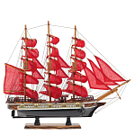 Декоративная модель деревянного парусника с красными парусами в подарочной упаковке With The low варинант исполнения - 1 | Loft Concept в Волгограде