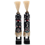 Комплект из 2-х деревянных статуэток Asmat Straw Headdress Statuettes Black Turquoise варинант исполнения - 4 | Loft Concept в Волгограде