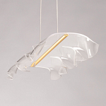 Люстра линейная с 3-мя белыми волнистыми плафонами Wave Line варинант исполнения - 7 | Loft Concept в Волгограде