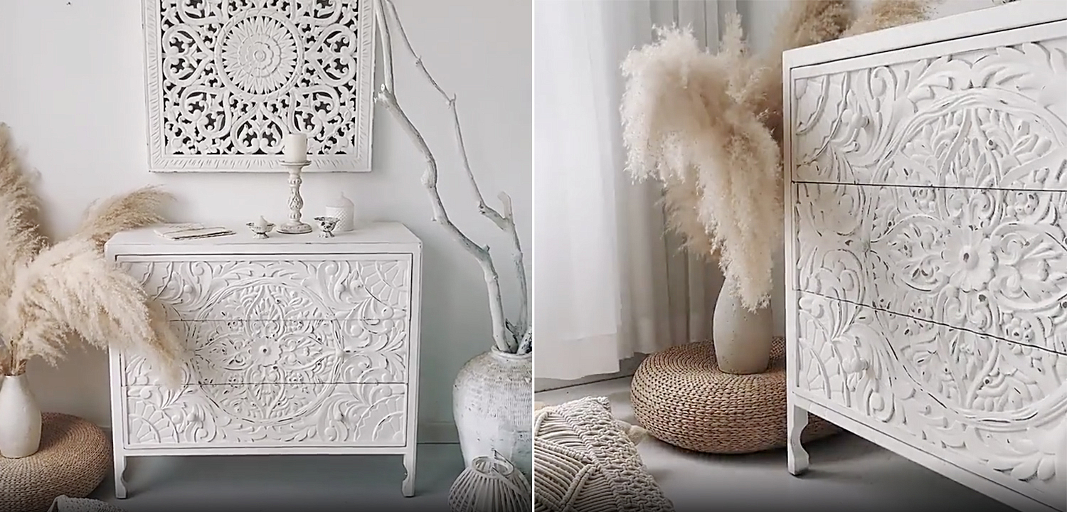 Комод с резным декорированным фасадом Matsi Provence Chest of Drawers Белый Комод с резным декорированным фасадом Matsi Provence Chest of Drawers Белый - Loft-Concept в Волгограде
