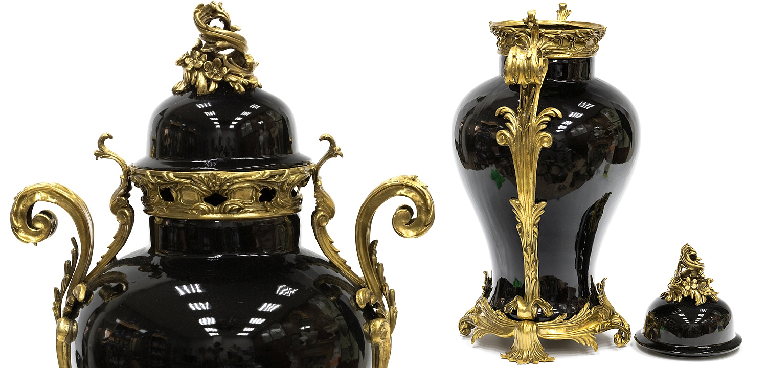 Большая ваза Selenia Black Vase Bronze Patterns Большая ваза Selenia Black Vase Bronze Patterns - Loft-Concept в Волгограде