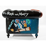 Кресло "Умный Умник" Rick and Morty graffiti chair натуральная кожа  варинант исполнения - 3 | Loft Concept в Волгограде