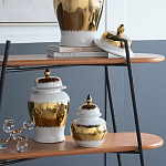 Ваза белая с крышкой и золотистыми фрагментами 24 см Chinoiserie Ceramics варинант исполнения - 4 | Loft Concept в Волгограде