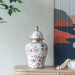 Ваза с нежным цветочным узором в пастельных тонах и крышкой с золотым акцентом Chinoiserie Ceramics варинант исполнения - 5 | Loft Concept в Волгограде