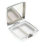 Таблетница карманная квадратная с 2-мя отделениями с зеркалом и накладкой из натурального камня Амазонит Silver Stone Pillboxes варинант исполнения - 2 | Loft Concept в Волгограде