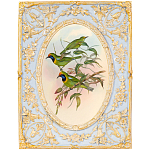 Декоративный постер с изображением птиц в раме с рельефным растительным узором Blooming Birds Poster варинант исполнения - 4 | Loft Concept в Волгограде
