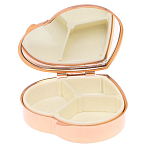 Таблетница карманная в форме сердца с 3-мя отделениями с зеркалом и накладкой из натурального камня Лепидолит Red Gold Stone Pillboxes варинант исполнения - 3 | Loft Concept в Волгограде