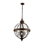 Подвесной светильник бронзового цвета с прозрачным стеклянным плафоном в форме шара в индустриальном стиле на цепи 4 лампы Feiss варинант исполнения - 2 | Loft Concept в Волгограде