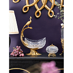 Чаша из прозрачного стекла на бронзовой подставке в виде павлина с рельефным хвостом Eden Garden варинант исполнения - 3 | Loft Concept в Волгограде