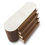 Дизайнерский комод овальной формы с белой столешницей и 4-мя ящиками Gioli варинант исполнения - 1 | Loft Concept в Волгограде