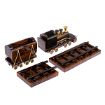 Часы настольные в виде паровоза из натурального камня Обсидиан Train Stone Clock варинант исполнения - 3 | Loft Concept в Волгограде