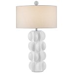 Настольная лампа белая с тканевым абажуром в форме цилиндра Morphing варинант исполнения - 3 | Loft Concept в Волгограде