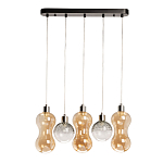 Люстра с 3-мя плафонами волнообразной формы цвета янтарь и 2-мя прозрачными шарообразными плафонами Lucid Rain  варинант исполнения - 2 | Loft Concept в Волгограде