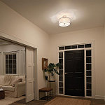 Потолочный светильник с двойным цилиндрическим плафоном из белого стекла и прозрачной органзы Kichler варинант исполнения - 10 | Loft Concept в Волгограде