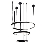 Люстра подвесная с 3-мя кольцами из кожаных ремней черного цвета Half Ring Horizontal  варинант исполнения - 2 | Loft Concept в Волгограде