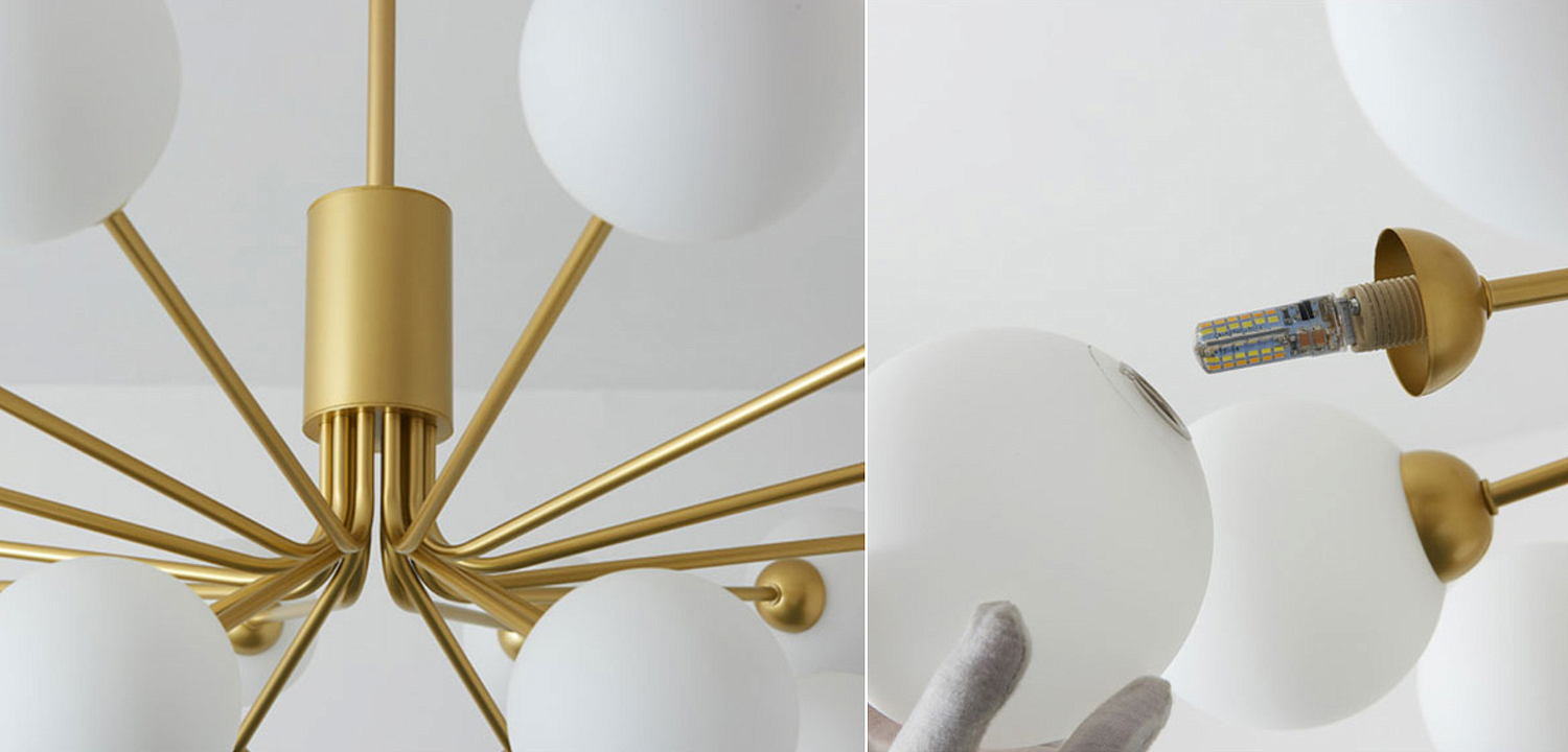 Люстра Berries Chandelier White Balloons Gold 18 Люстра Berries Chandelier White Balloons Gold 18 - Loft-Concept в Волгограде