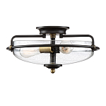 Потолочный светильник со стеклянным плафоном на изогнутых кронштейнах Quoizel  варинант исполнения - 4 | Loft Concept в Волгограде