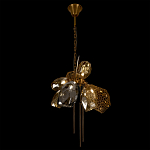 Люстра подвесная со стеклянными плафонами из дымчатого и золотистого с тремя вертикальными подвесками Gilded Mirage  варинант исполнения - 6 | Loft Concept в Волгограде