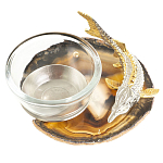 Икорница с декором "Стерлядка" с гравировкой на подставке из натурального камня Агат Decorative Cavair Dishes варинант исполнения - 2 | Loft Concept в Волгограде