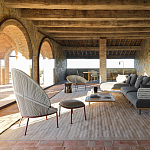 Дизайнерский кофейный стол из дерева с керамической столешницей уличный SWAY Coffee Table варинант исполнения - 9 | Loft Concept в Волгограде