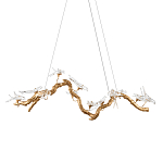Люстра подвесная линейная с прозрачными стеклянными птичками на ветвях Serip Voa варинант исполнения - 1 | Loft Concept в Волгограде
