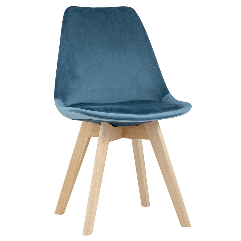 Стул с мягким велюровым сиденьем Arvika Blue Синий Бежевый Стул с мягким велюровым сиденьем Arvika Blue Синий Бежевый в Волгограде | Loft Concept