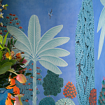 Обои ручная роспись Malwa Special Colourway on blue painted Xuan paper варинант исполнения - 2 | Loft Concept в Волгограде