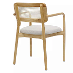 Стул обеденный с мягким сиденьем и спинкой из плетеного ротанга Wood and Textile Chair варинант исполнения - 3 | Loft Concept в Волгограде