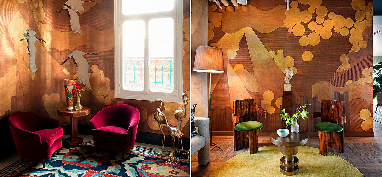 Обои ручная роспись Namban Polished Copper on Deep Rich Gold gilded paper - Loft-Concept в Волгограде