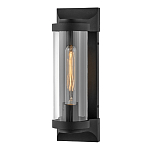 Настенный фонарь в индустриальном стиле с вытянутым цилиндрическим плафоном из прозрачного стекла и черным корпусом Hinkley варинант исполнения - 4 | Loft Concept в Волгограде