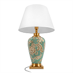 Настольная лампа бирюзовая с цветочным принтом Turquoise Flight варинант исполнения - 3 | Loft Concept в Волгограде