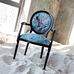 Полукресло из массива бука бирюзовое с изображением птиц и цветов Turquoise Chinoiserie Garden Chair варинант исполнения - 6 | Loft Concept в Волгограде