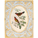 Декоративный постер с изображением птиц в раме с рельефным растительным узором Blooming Birds Poster варинант исполнения - 7 | Loft Concept в Волгограде